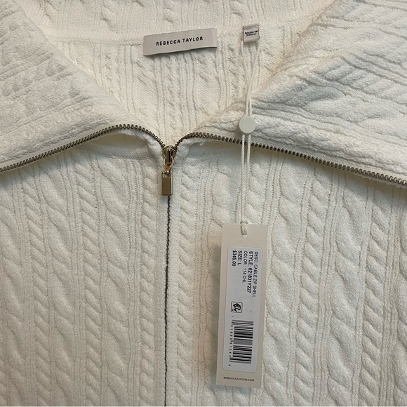 OFF THE SHOULDER CABLE SHORT SLEEVE CARDIGAN IN CHALK - Picture 8 of 8